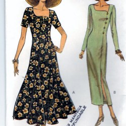 8673 SO EZ VOGUE LONG FLARE OR TAPER SHORT - LONG SLEEVE DRESS PATTERN 8-12, 14-18